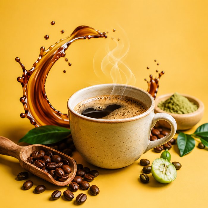 Steaming cup of Kopify coffee